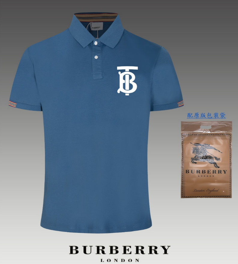 Burberry Shirts Short-Sleeve Polo Shirt with Equestrian Knight or TB Monogram Patch — 11