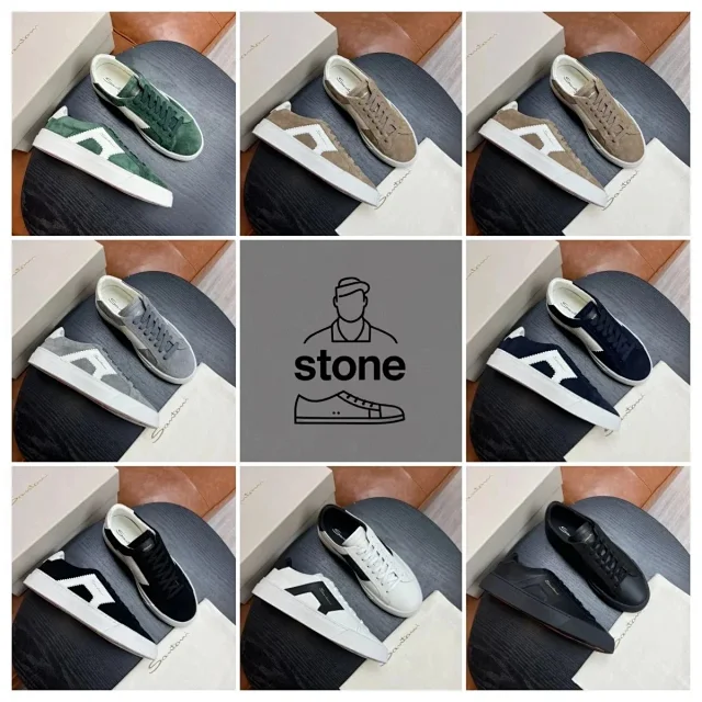 Santoni Lace-Up Star-Panel Sneakers and Leather Slip-On product detail image 1