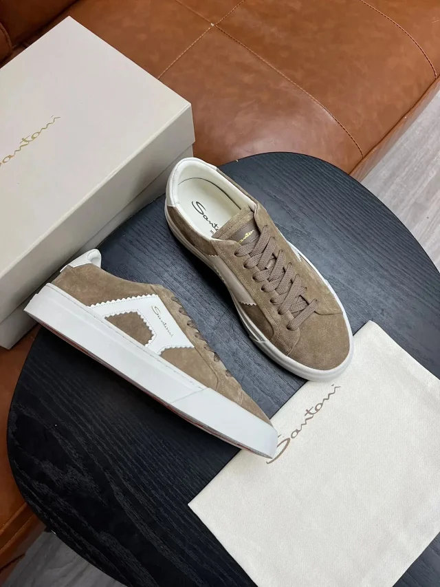 Santoni Lace-Up Star-Panel Sneakers and Leather Slip-On product detail image 3