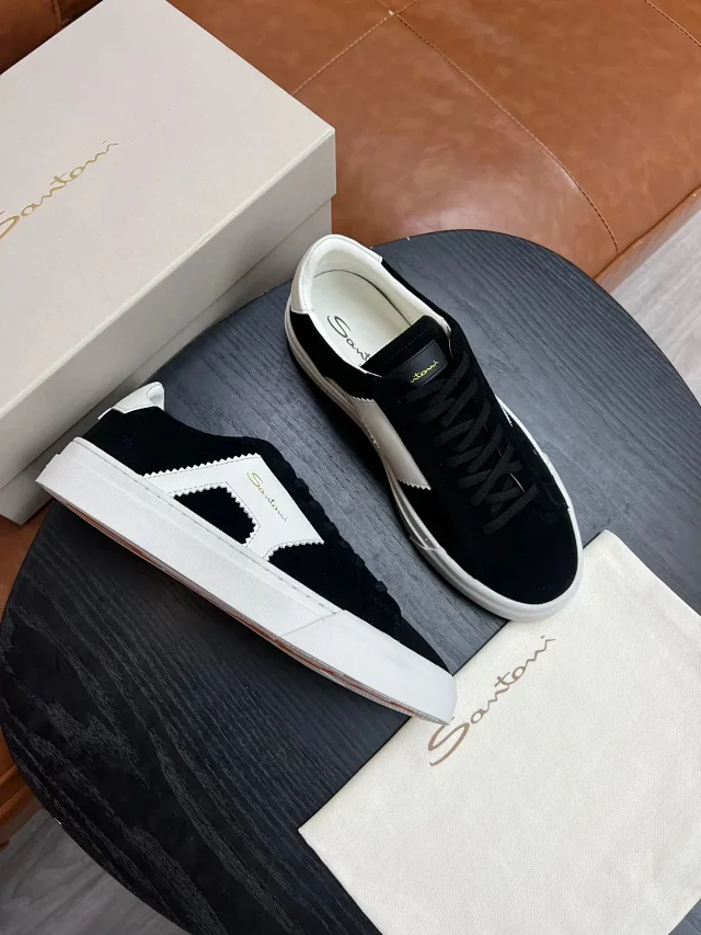 Santoni Lace-Up Star-Panel Sneakers and Leather Slip-On product detail image 10