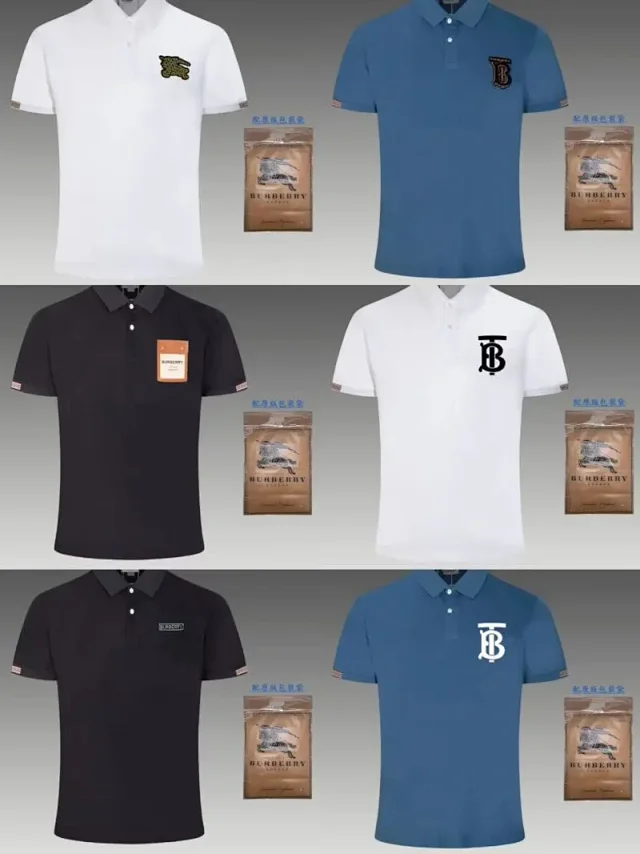 Burberry Shirts Short-Sleeve Polo Shirt with Equestrian Knight or TB Monogram Patch product detail image 1