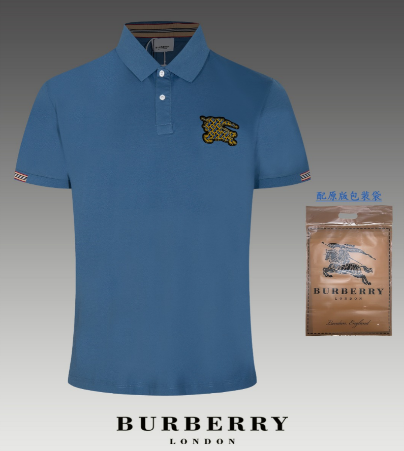 Burberry Shirts Short-Sleeve Polo Shirt with Equestrian Knight or TB Monogram Patch — 2