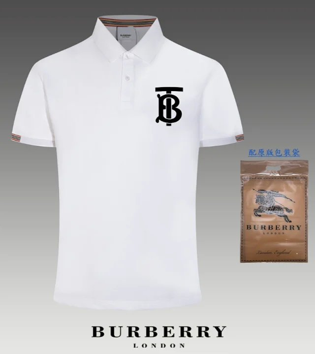 Burberry Shirts Short-Sleeve Polo Shirt with Equestrian Knight or TB Monogram Patch product detail image 5