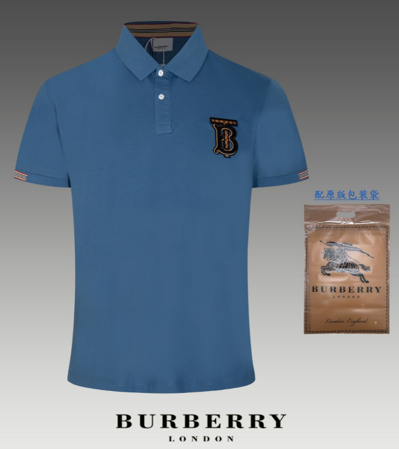 Burberry Shirts Short-Sleeve Polo Shirt with Equestrian Knight or TB Monogram Patch — 5