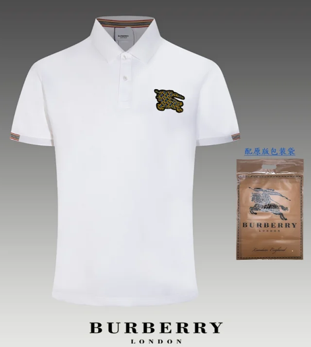 Burberry Shirts Short-Sleeve Polo Shirt with Equestrian Knight or TB Monogram Patch product detail image 3