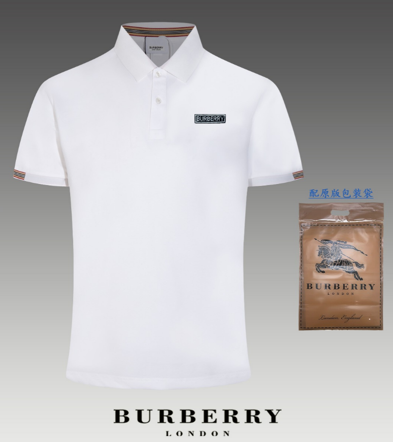 Burberry Shirts Short-Sleeve Polo Shirt with Equestrian Knight or TB Monogram Patch — 12
