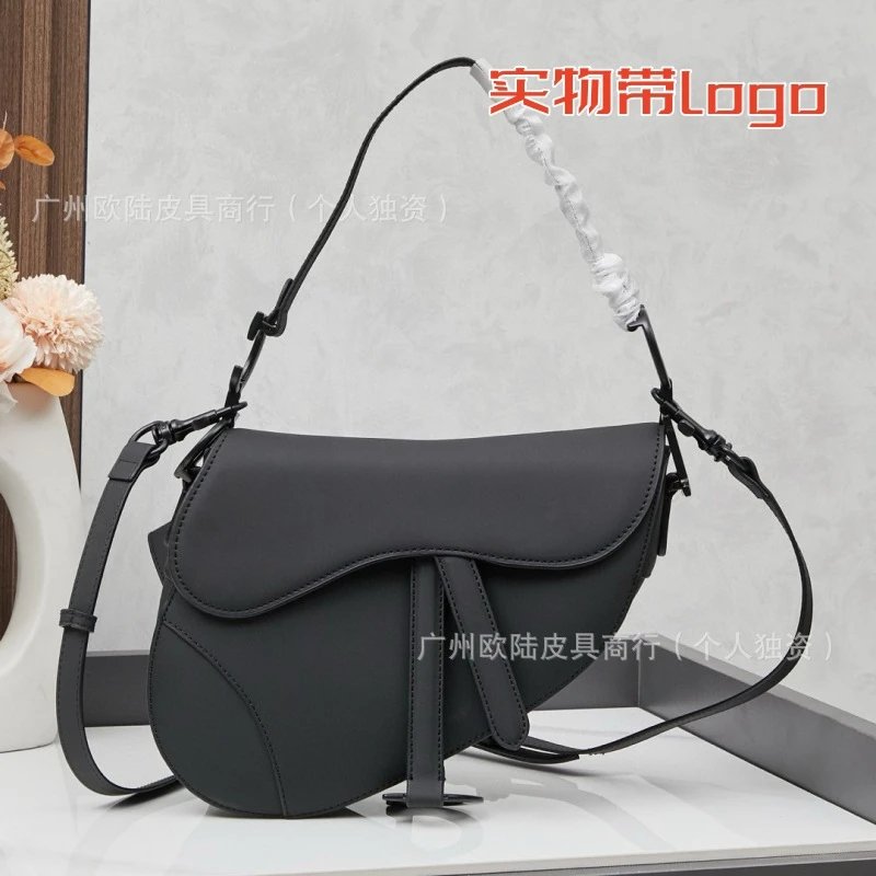 Cross-border New Classic Monogram Full Leather Embroidered Saddle Bag Frosted Shoulder Handbag Crossbody Women's Bag