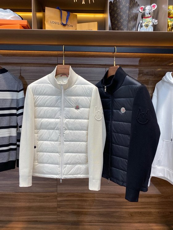 European Fit M Monte针织拼接Casual Down Jacket for Men – White Duck Down, Warm, Stylish, Slim Fit with Stand Collar Overcoat