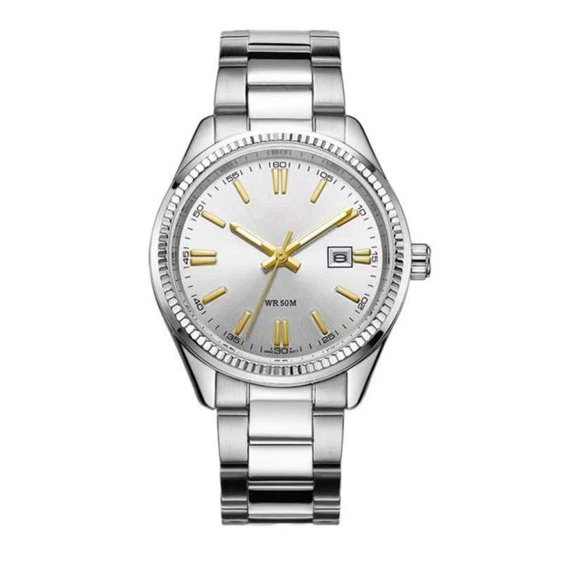 M1302 Silver Case White Dial Gold Hands