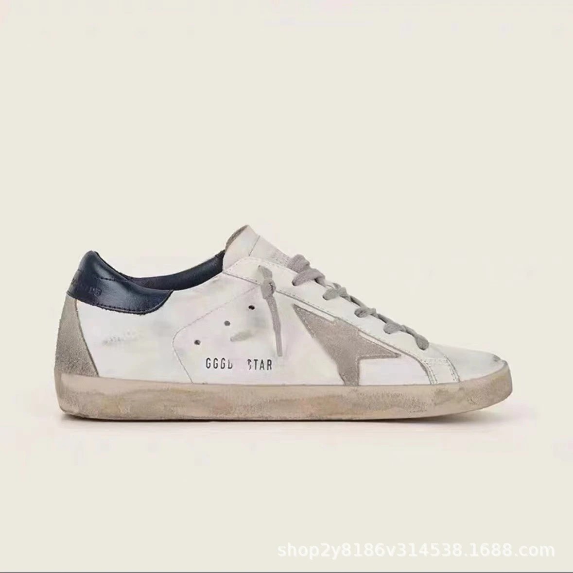 Korean gg distressed star dirty shoes for women 2025 classic easiest for match men’s sneakers hidden heel dirty cowhide white shoes
