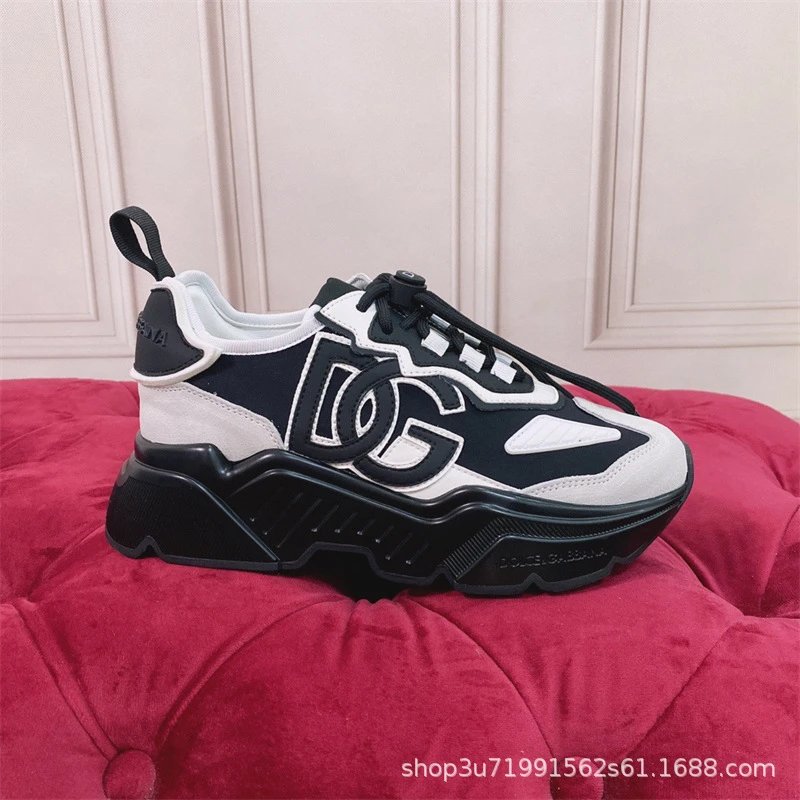 DG Thick-Sole Casual Shoes Color-Block Sneakers Unisex Couple Shoes DAYMASTER Leather Women's Casual Dad Shoes