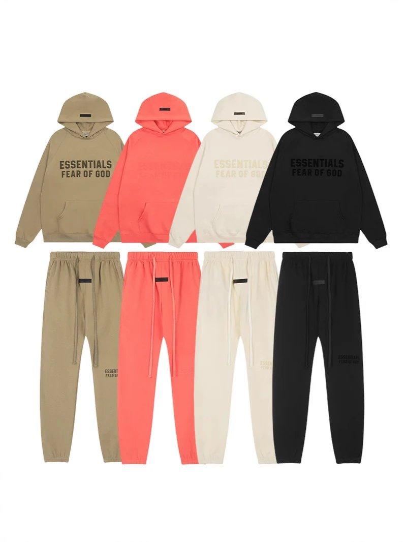 FOG Flocked ESSENTIALS Season 8 Diffusion Line High Street Loose Print Couple Fleece-Lined Hooded Sweatshirt Jacket