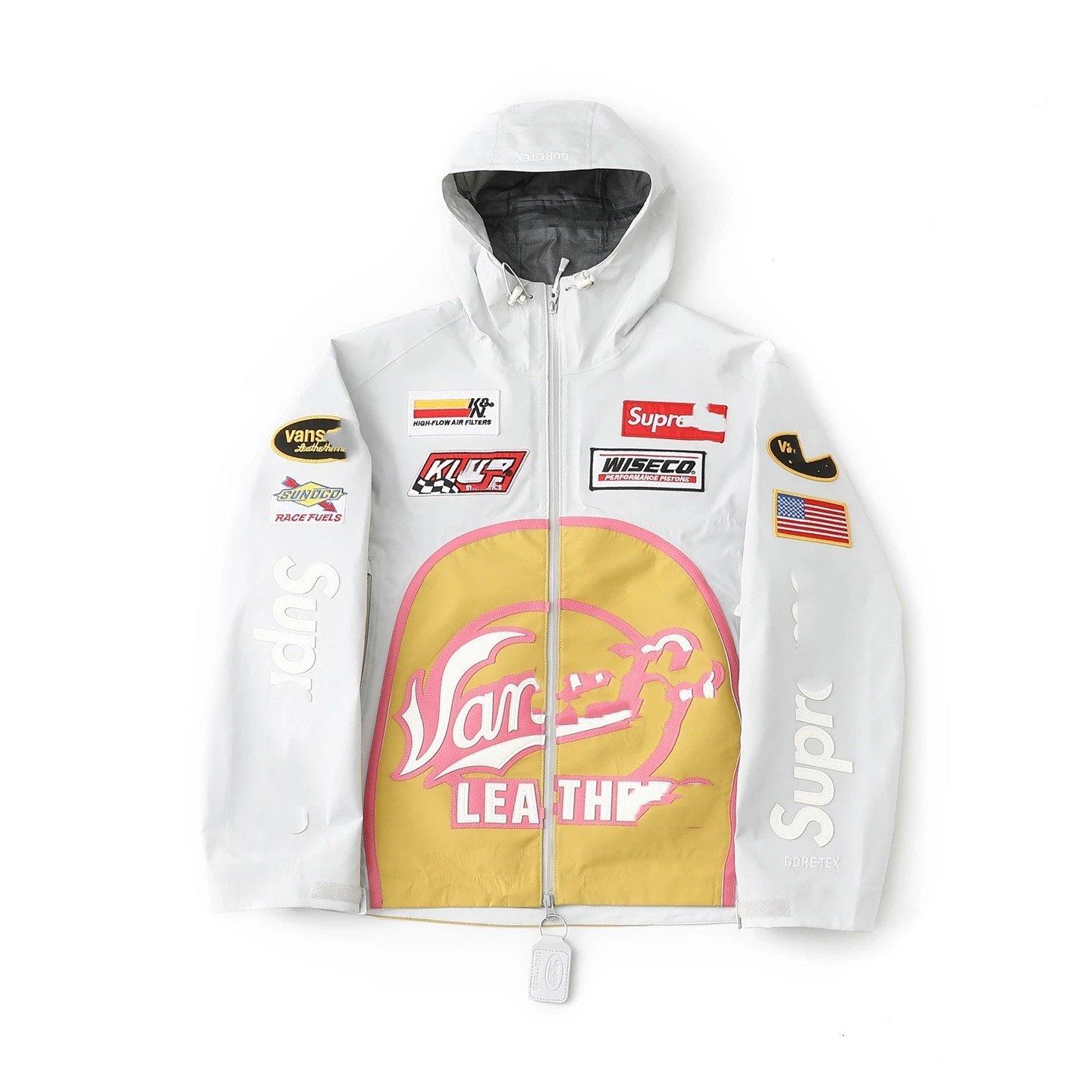 Cross-border difference currency suprx v leathe joint casual logo applique waterproof zipper jacketoutwear