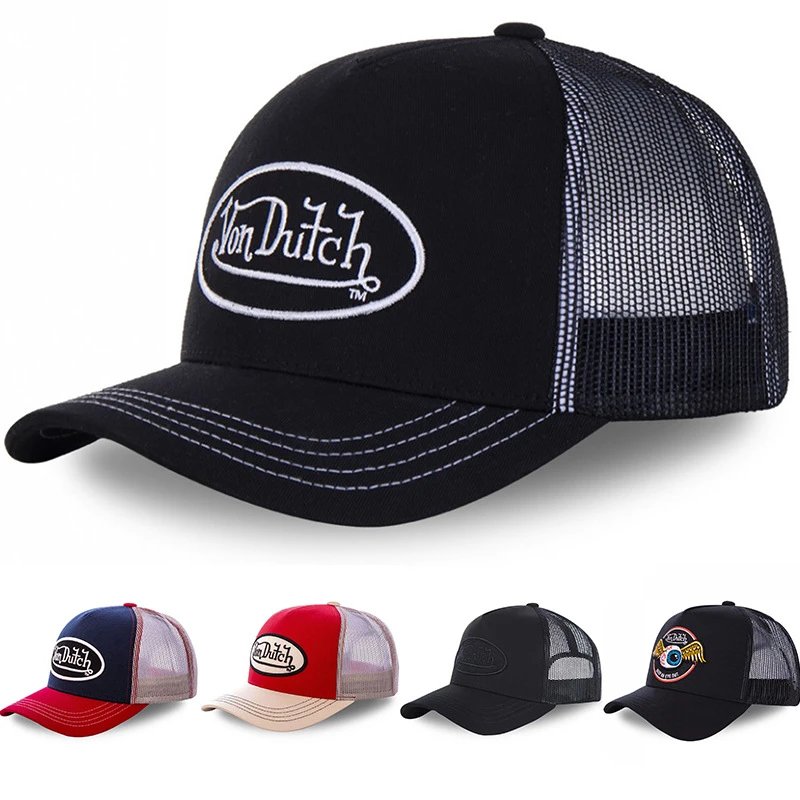[Best Seller] VON Baseball Cap Letter Sun Protection Mesh Embroidered Trucker Hat TEMU Hat