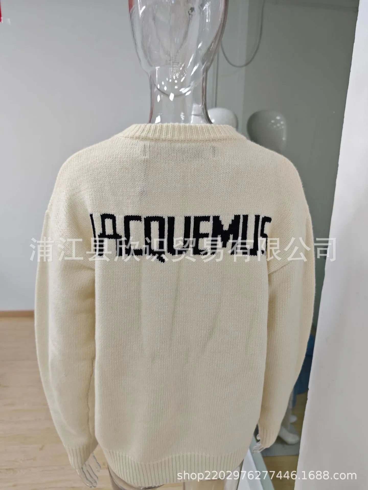 European and American Cross border 2024 Autumn/Winter New Knitted Sweater Comfortable Casual Letter Long Sleeve Round Neck Loose Sweater for Women