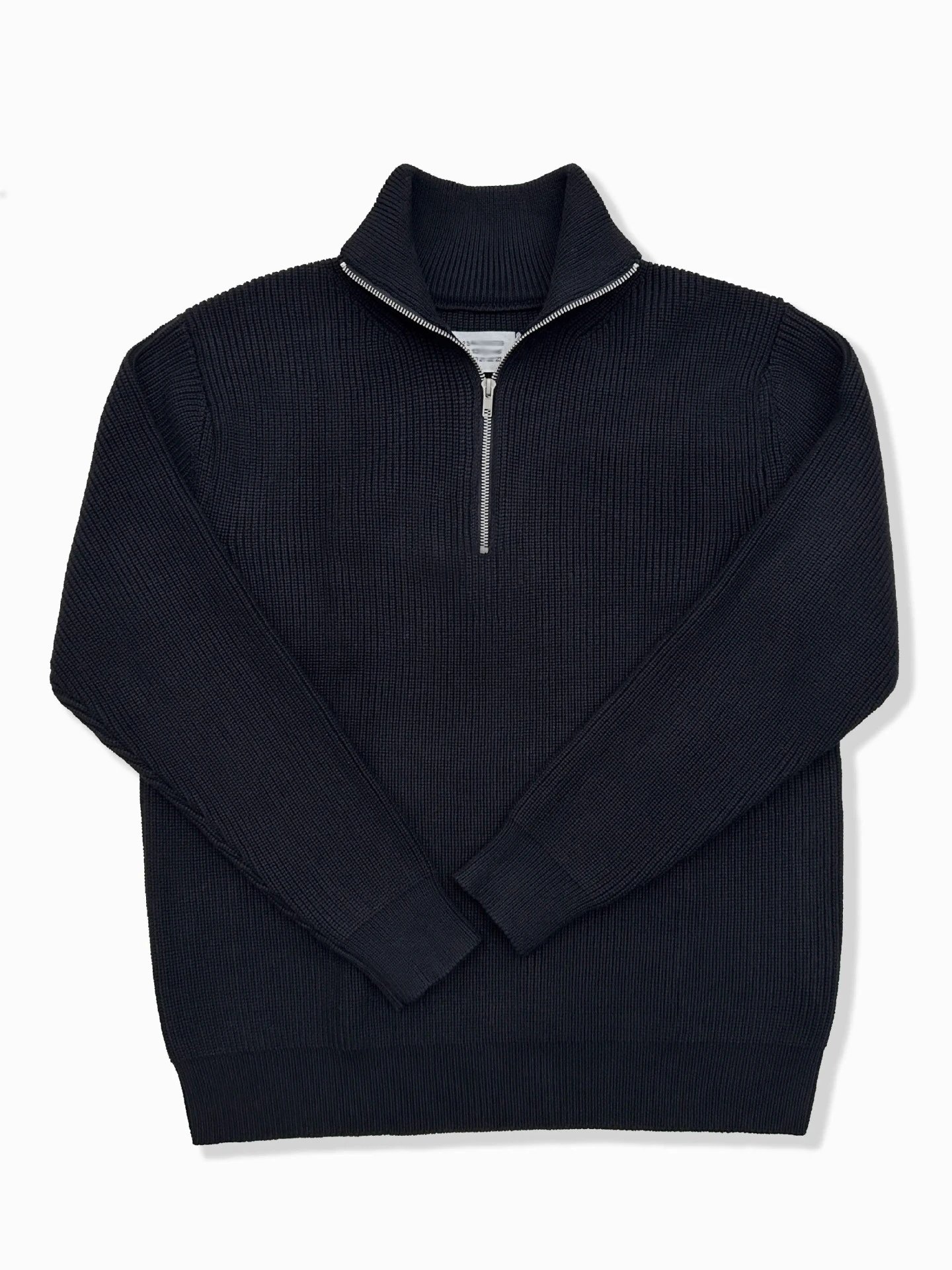 Four cornered half zipper high neck sweater, wool blend jacket, loose and lazy style knitted sweater top, unisex