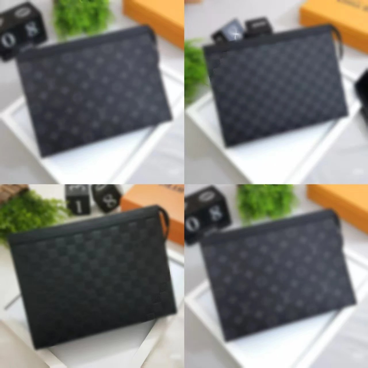 2022 New Korean Style Men's Casual Plaid Wristlet Clutch Bag, Fashionable Document Bag, Waterproof