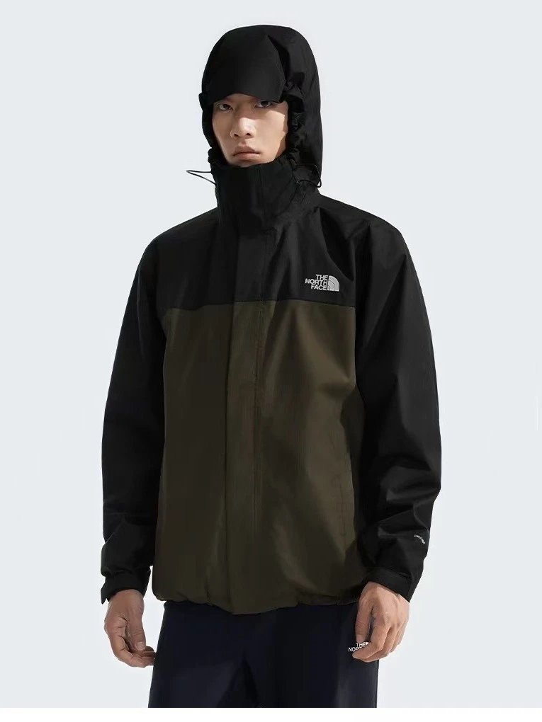 TNF Windbreaker Jacket for Spring and Fall Outdoor Hooded Cotton Jacket with Embroidered Logo - Loose Fit