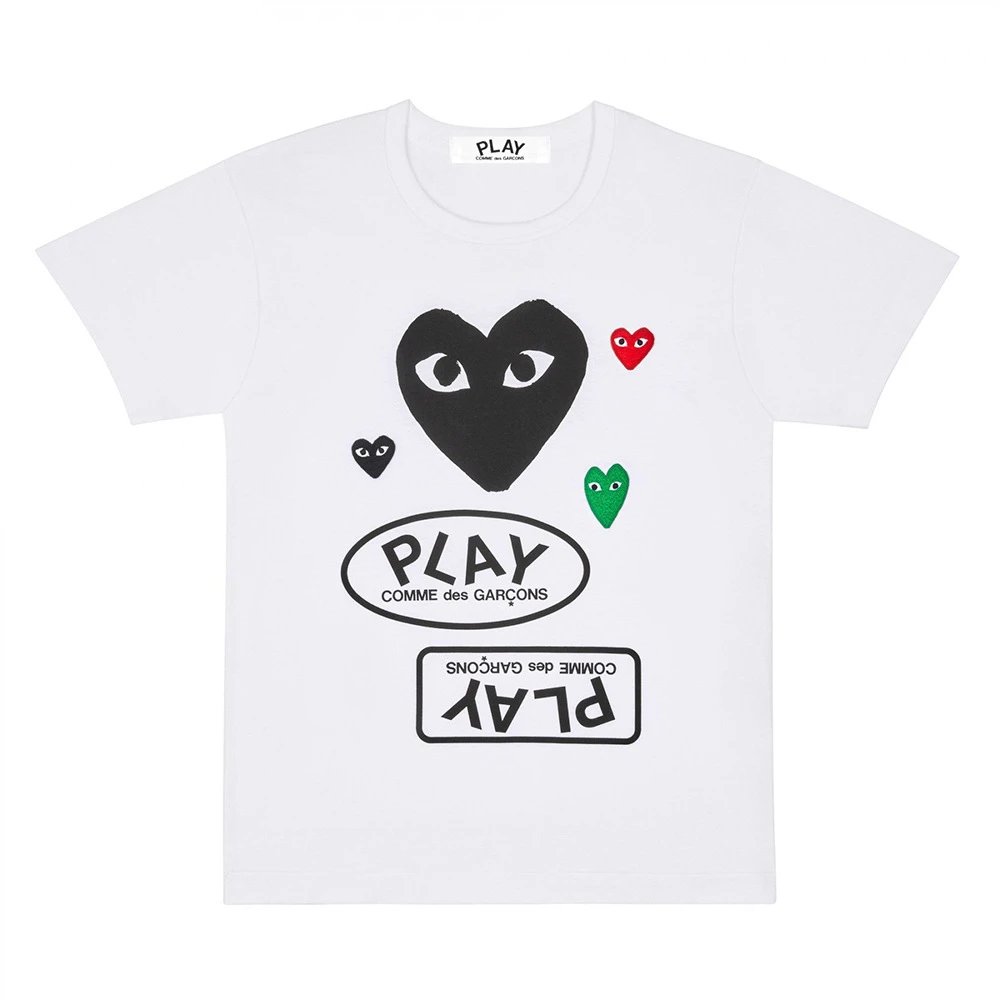 Comme des Garçons T-Shirts PLAY heart graphic — CJ02-White