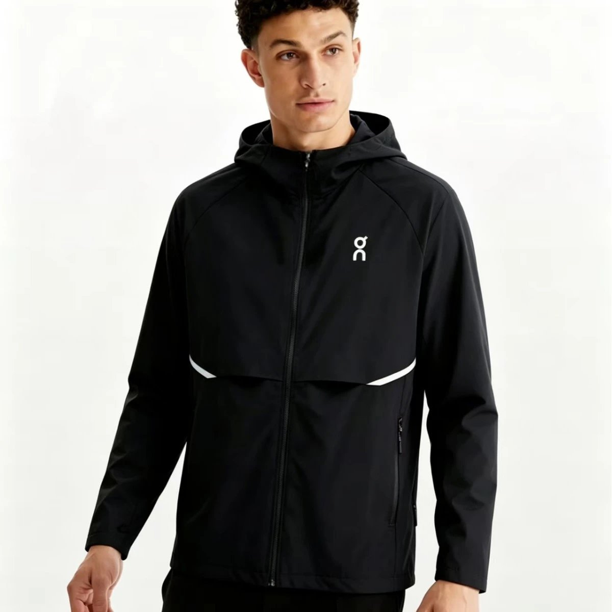 Cross border ON spring and summer outdoor sun protection clothing men's hooded elastic breathable quick drying skin clothing running fitness thin jacket