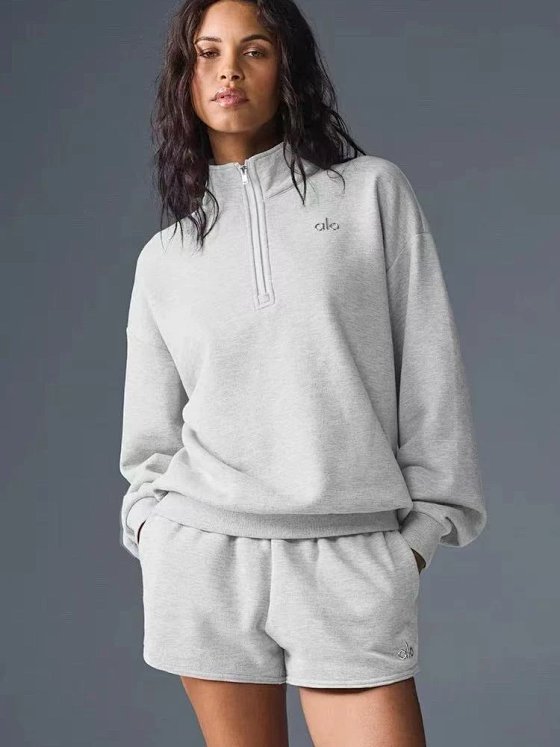 Cross-Border Alo Yoga Hoodie男女款秋冬加厚宽松外套立领修身健身运动上衣