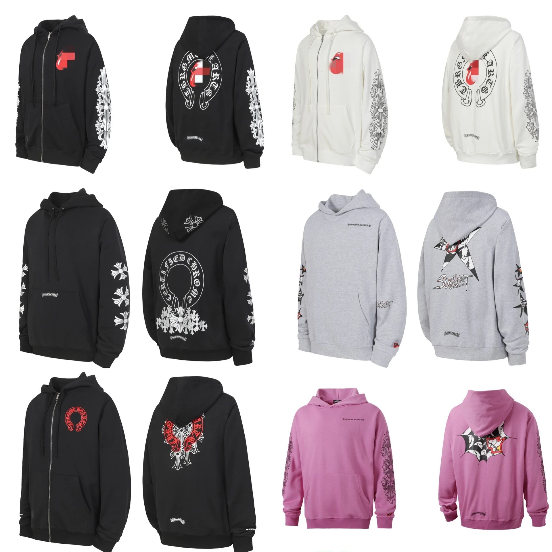 25 New Chrome Hearts Horsehoe and Sanskrit Print Pullover Hoodie Collection