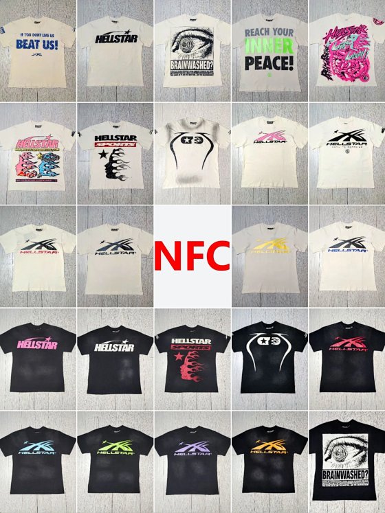 Cross border high version HELLSTAR pure cotton T-shirt European and American trendy brand Hell Star round neck breathable short sleeved foreign trade NFC