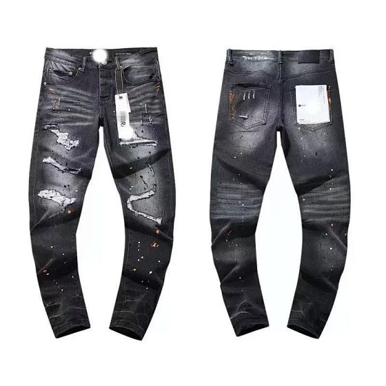 Wholesale Purple American Streetwear Ripped Patch Vintage Straight-Leg Amiri Style Jeans for Men