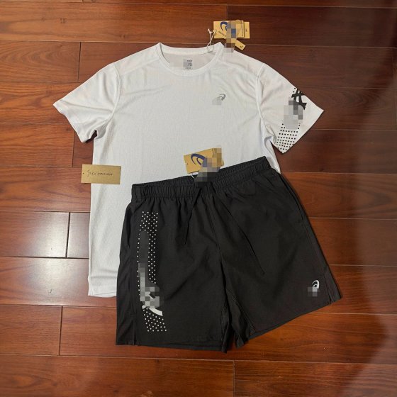 High version 2026 European and American men's summer sports quick drying breathable simple casual round neck T-shirt shorts set