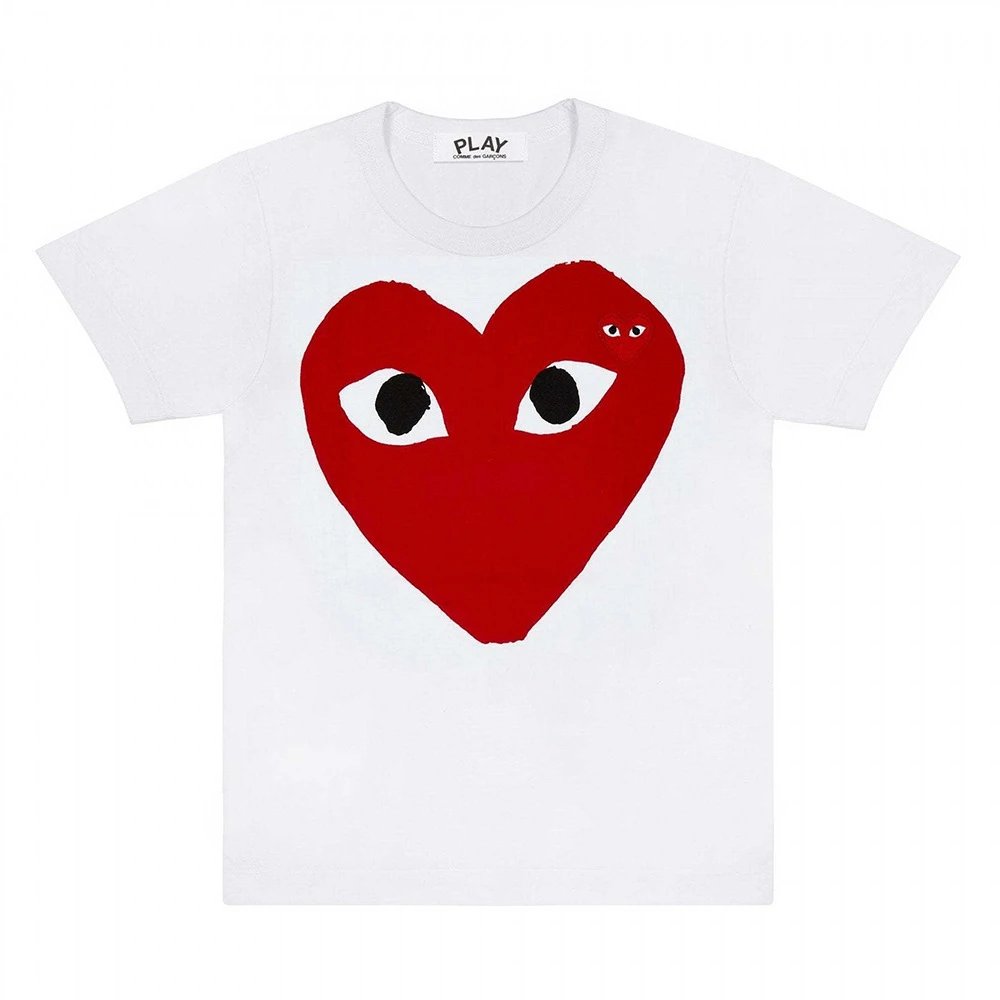 Comme des Garçons T-Shirts PLAY heart graphic — CJ09-White