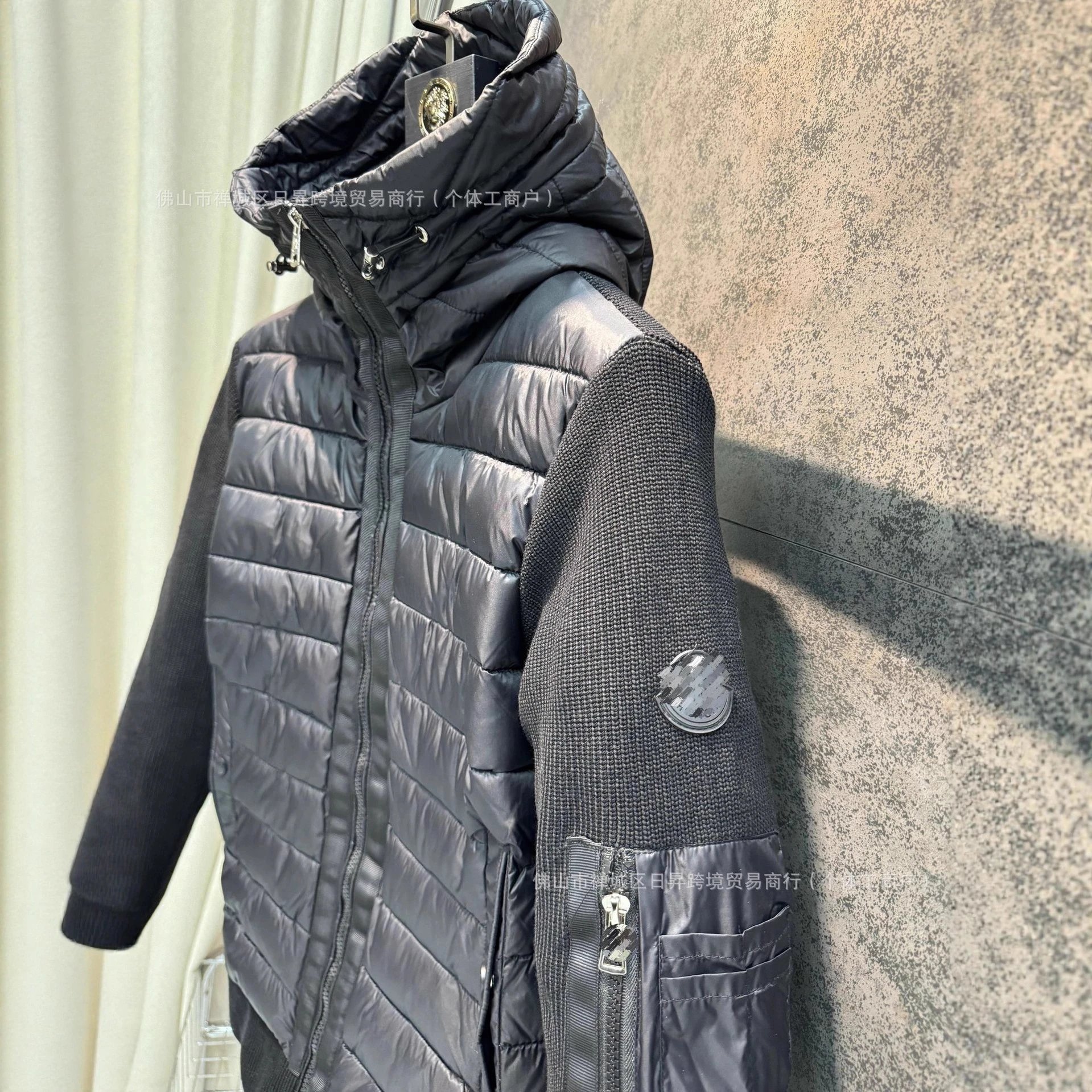 欧洲站新款M家针织拼接连帽羽绒服 男女同款修身百搭休闲保暖外套 3