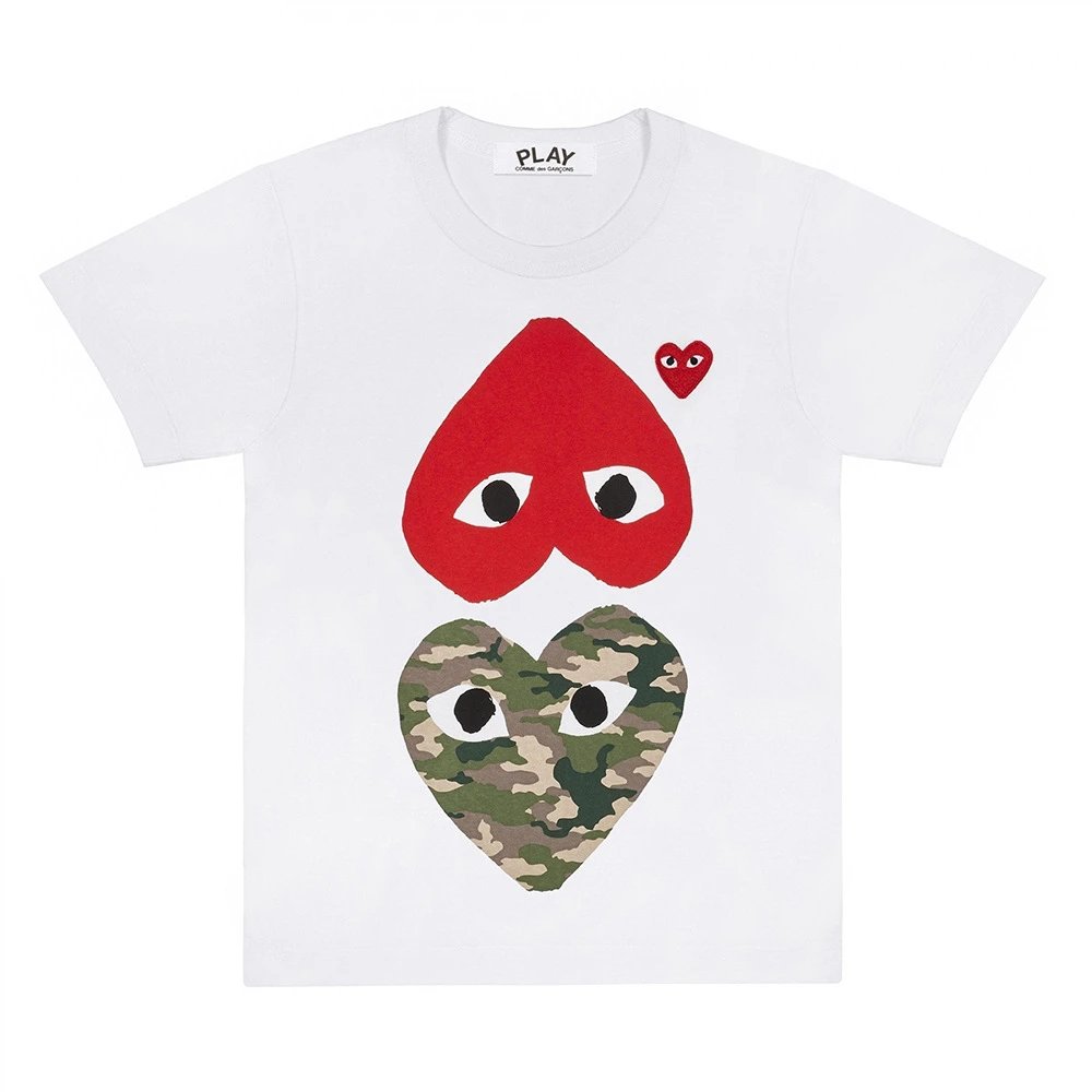 Comme des Garçons T-Shirts PLAY heart graphic — CJ26-White