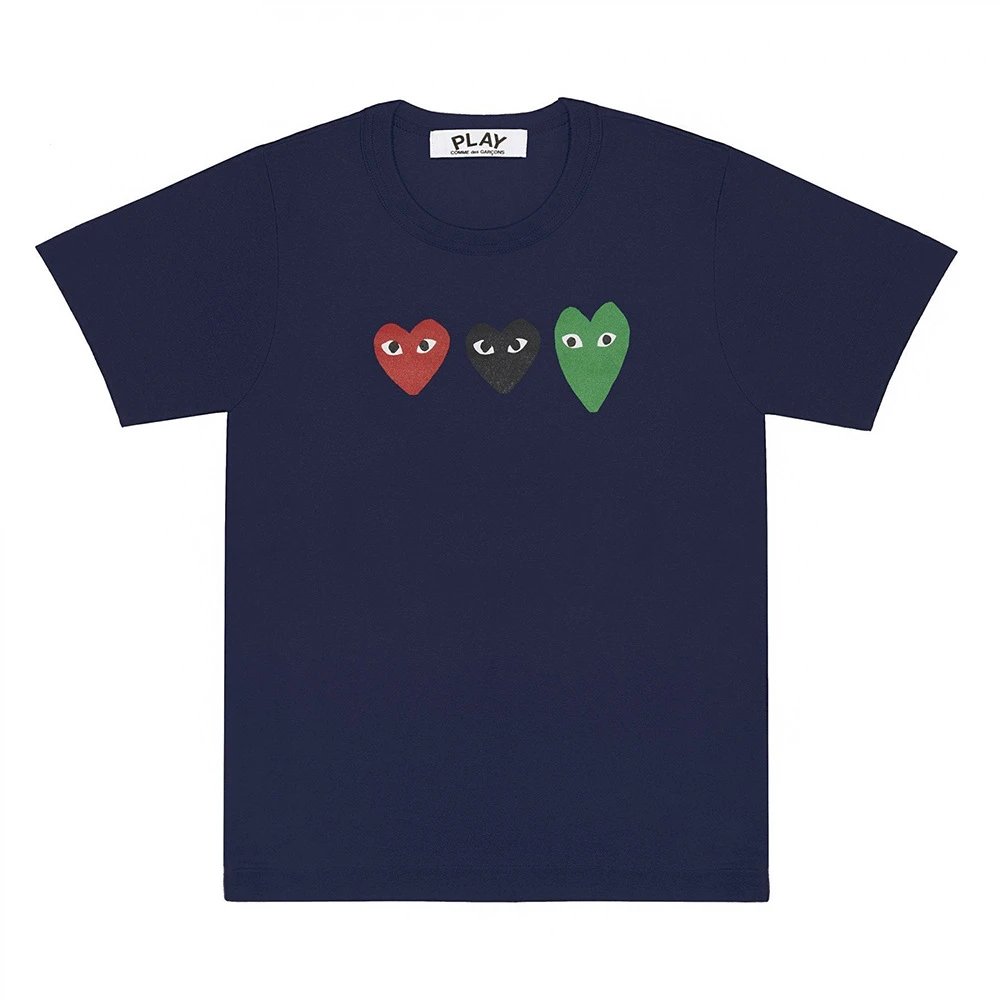 Comme des Garçons T-Shirts PLAY heart graphic — CJ03-Navy Blue