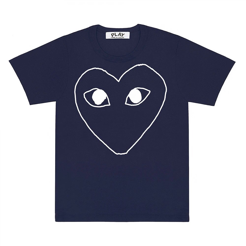 Comme des Garçons T-Shirts PLAY heart graphic — CJ02-Navy Blue
