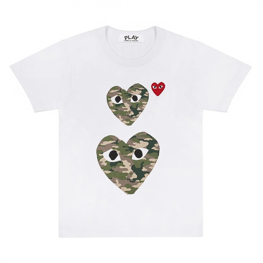 Comme des Garçons T-Shirts PLAY heart graphic — CJ27-White
