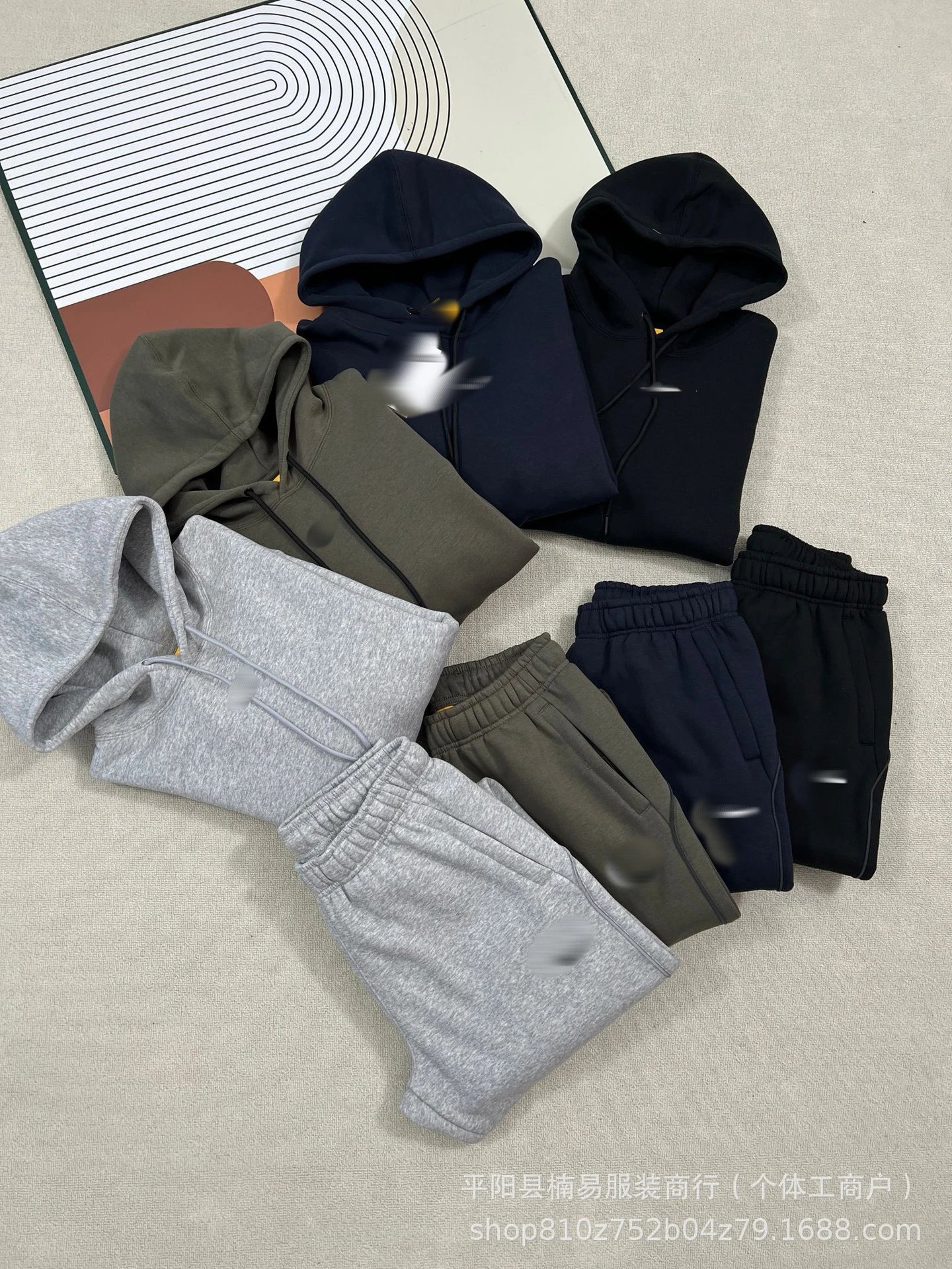 NOCTA Fleece-Lined Collaboration Series 25-Piece Fall/Winter Logo Reflective Strip Fleece-Lined Hoodie Sweatshirt Sweatpants 659+675