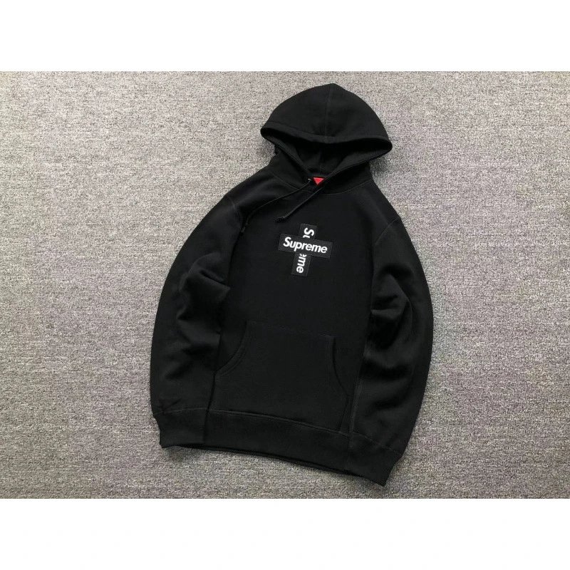 E527# Cross Black Hoodie