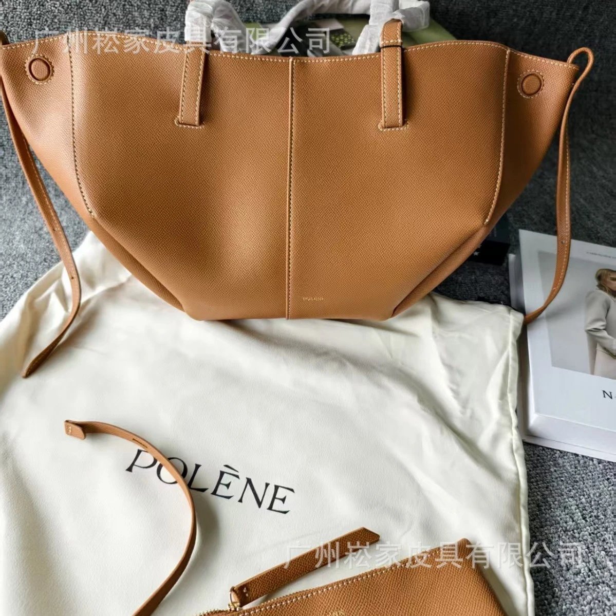 Celebrity-Favorite French Polene Tote Bag in Italian Saffiano Leather - Luxury Spacious Everyday Carry