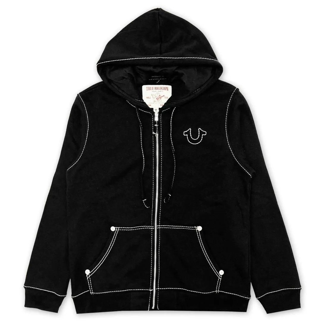 TRUE RELIGION Retro Y2K High-Street Embroidered Zip-Up Hoodie Sweatshirt for Men and Women