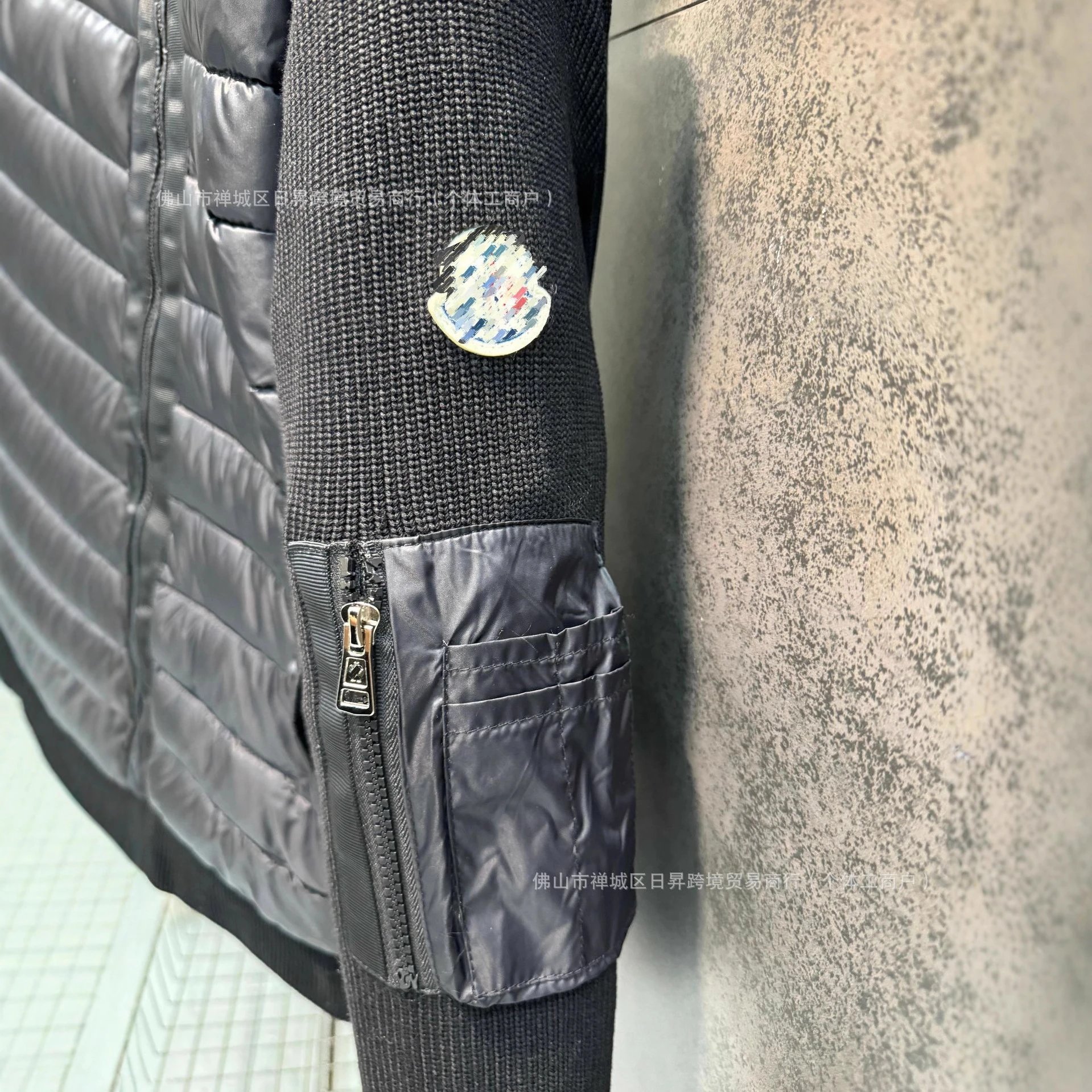 欧洲站新款M家针织拼接连帽羽绒服 男女同款修身百搭休闲保暖外套 2