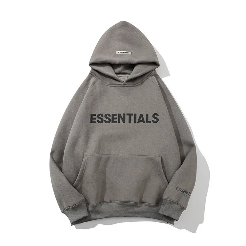 Fear of God Essentials Hoodie Front Logo Grey