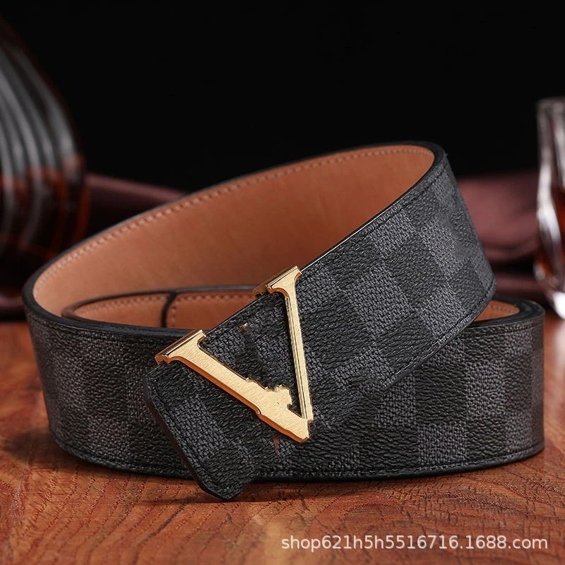 Other V-Letter Buckle Belt Black Checkered