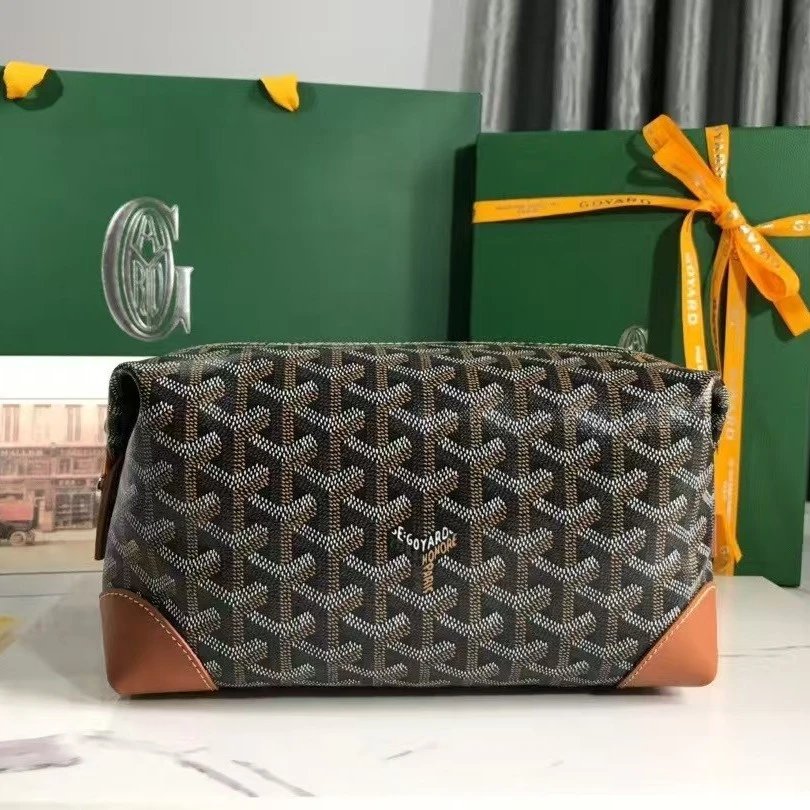 Cross-border Goyard Clutch Toiletry Bag Dog Tooth Makeup Bag Storage Pouch Printed Zip Tofu Bag Unisex Letter Bag