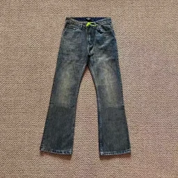 thumbnail for 非巴黎无标高定时装周bootcut竹节棉褪色泥染微喇叭牛仔裤美式