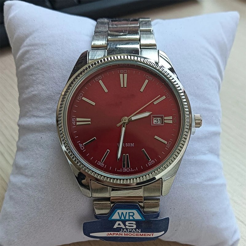 M1302 Silver Case Red Dial
