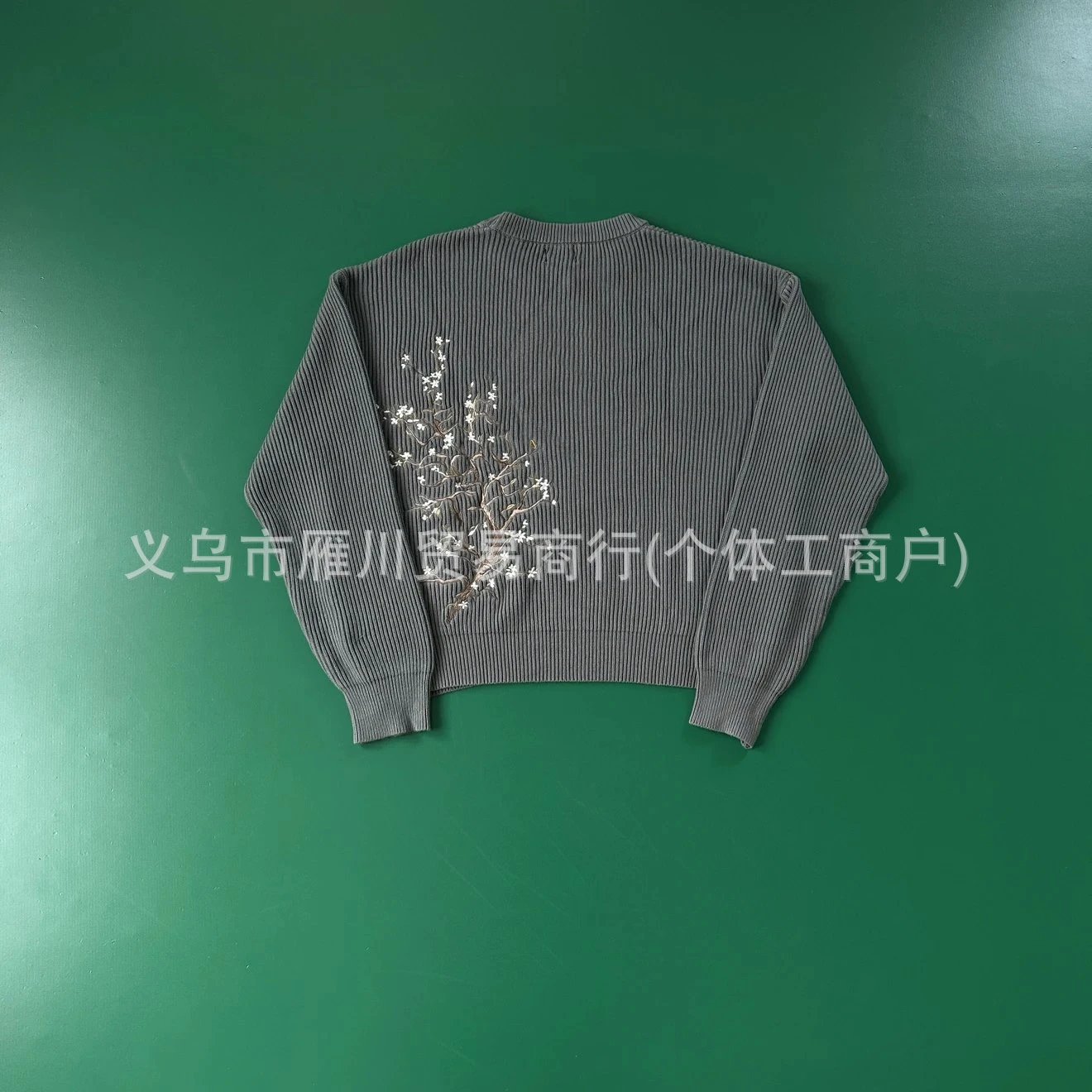 欧美derschutze blossom梅花刺绣t恤男宽松休闲白色圆领长袖上衣 3