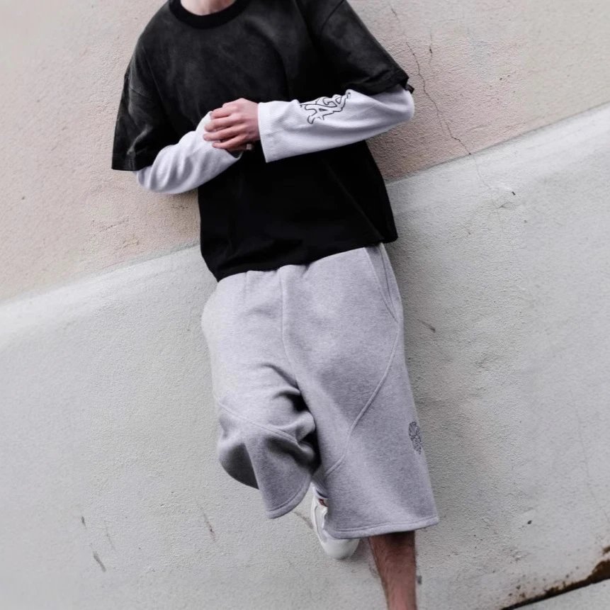 Cross-Border Embroidered 5-Inch Casual Sweat Shorts Unisex High-Street American Retro Hip-Hop Loose Streetwear Shorts