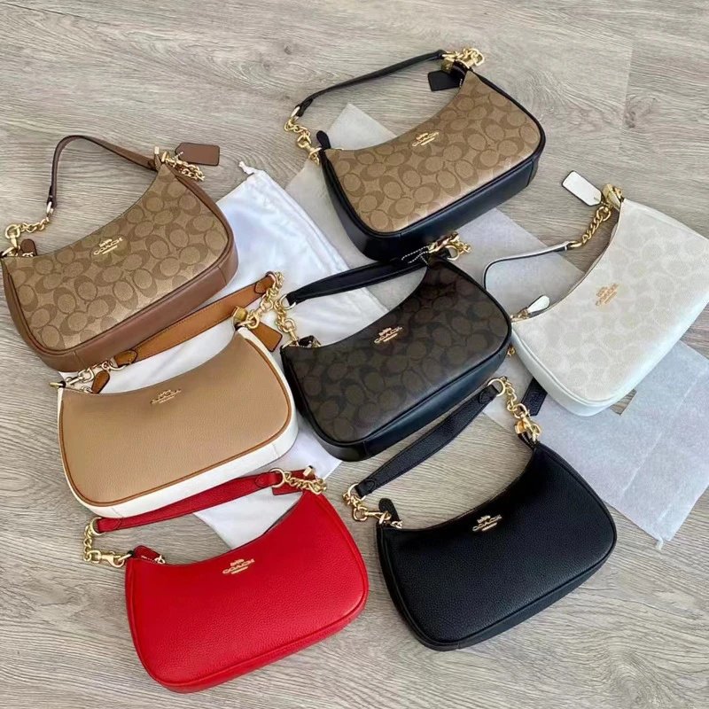 Coach C家 New Cross-Border Women's Bag Teri Monogram Underarm Bag Handbag Crescent Shoulder Crossbody Chain Mahjong Bag