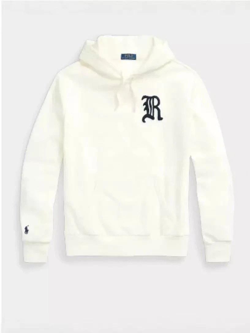 White Hoodie with Embroidered 'R' Logo