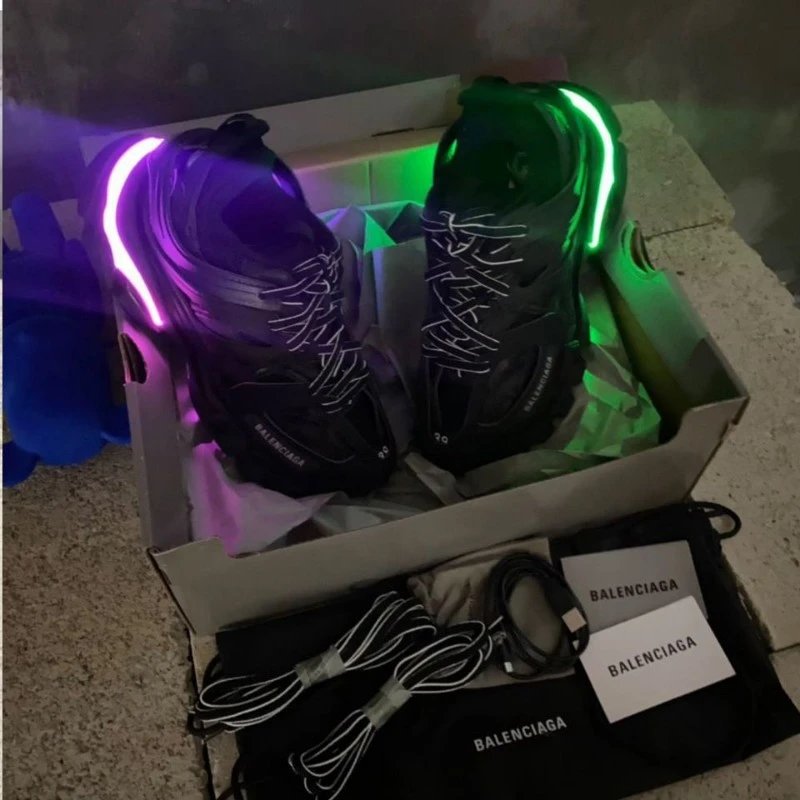 Cross-border LED Light Up Paris Track 3.0 Chunky Sneakers Unisex Ins Trendy Shoes Couple Versatile Height Increasing Shoes